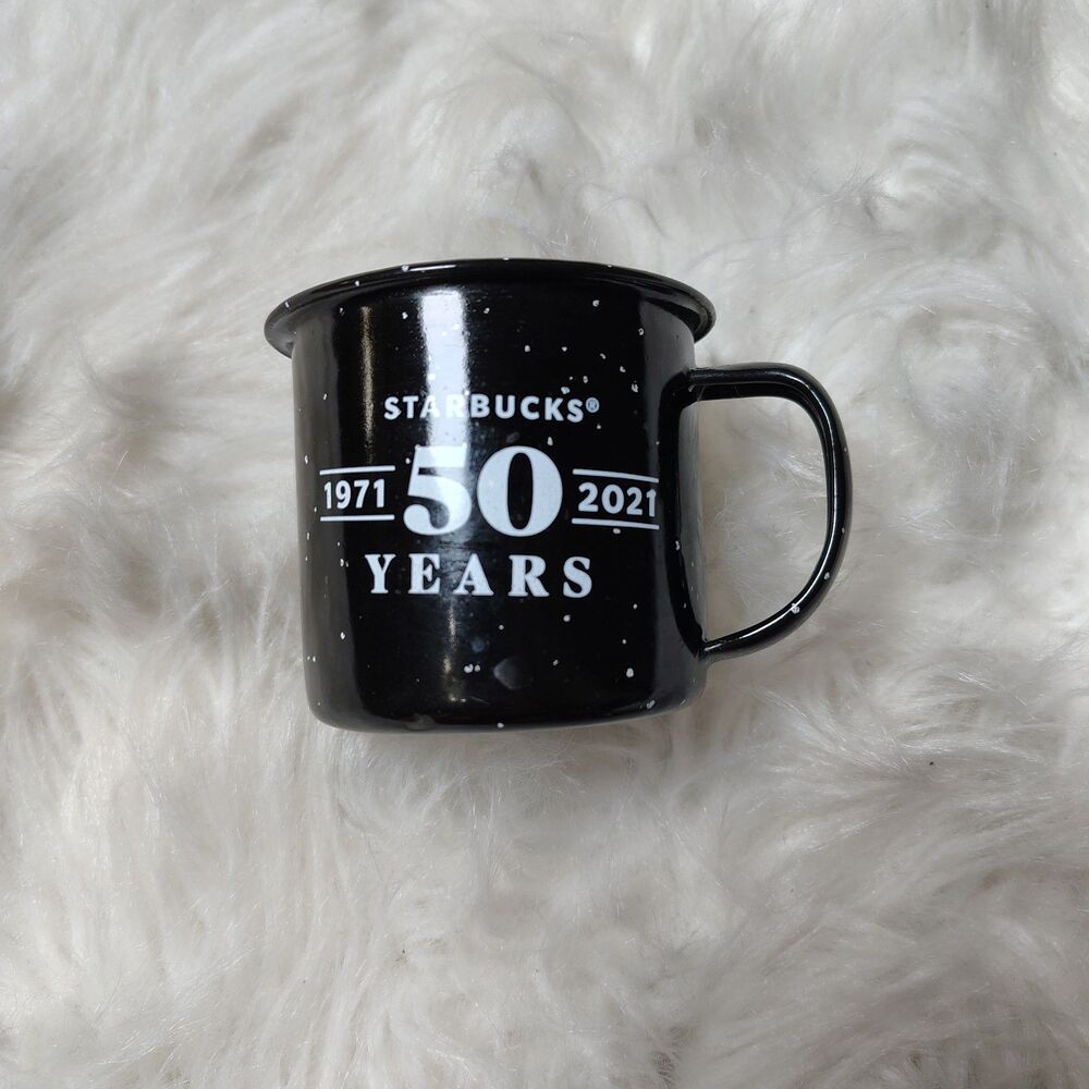 Starbucks Rare Partner Small Mini Tin Mug Cup 50 Years 1971 to 2021 Blk/RT1